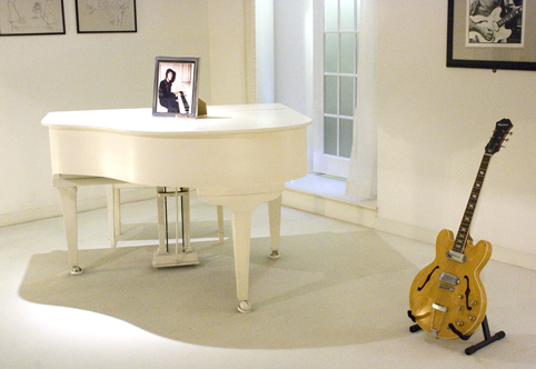 John Lennon's piano and guitar at the Beatles Museum in Liverpool